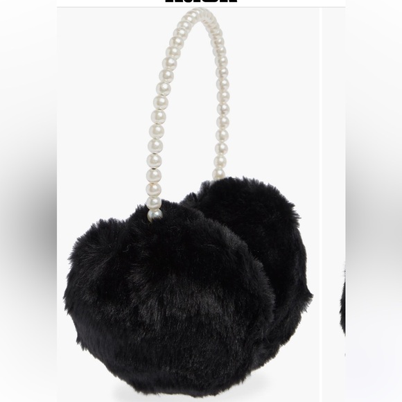 BCBGeneration Accessories - BCBG Black Faux Fur Hat with Pearl Accent